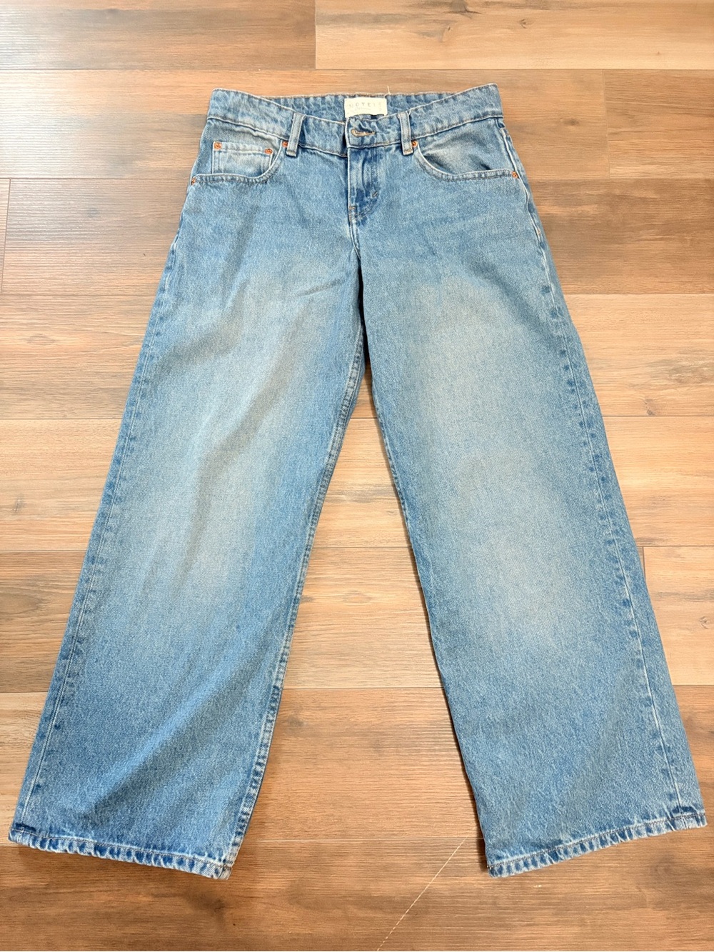 Motel Mid Wash High-Rise Wide Leg Jeans w25 L30